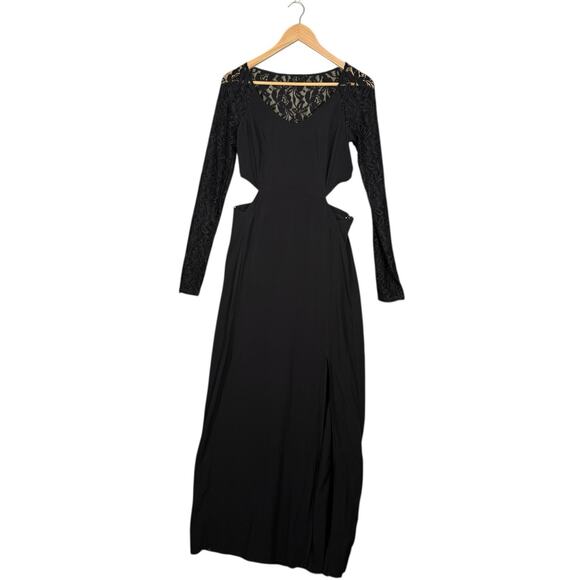 Express Black Lace Sleeve Maxi Dress Cutout Back Formal Gown NWT | XS/S - Picture 11 of 12